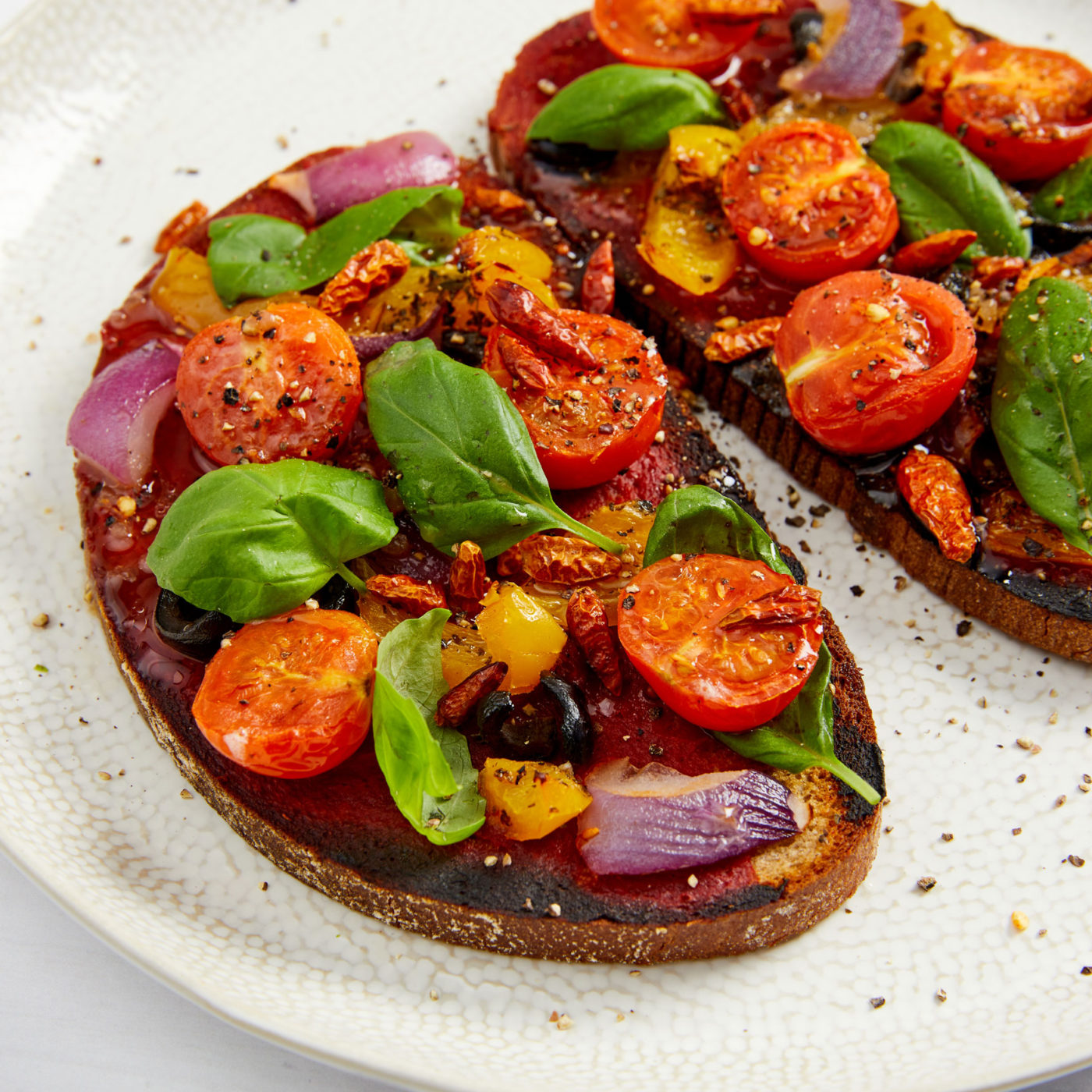 Vegan Pizza Rye Bread Toast